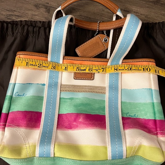 Vintage 2000 Coach bag purse spring color strip cloth w dust bag - Picture 12 of 12